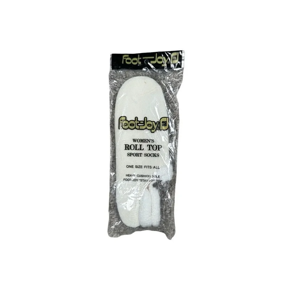 NWT Vintage FootJoy FJ Womens Roll Top Sport Socks Heavy Cushion Sole Golf Cream